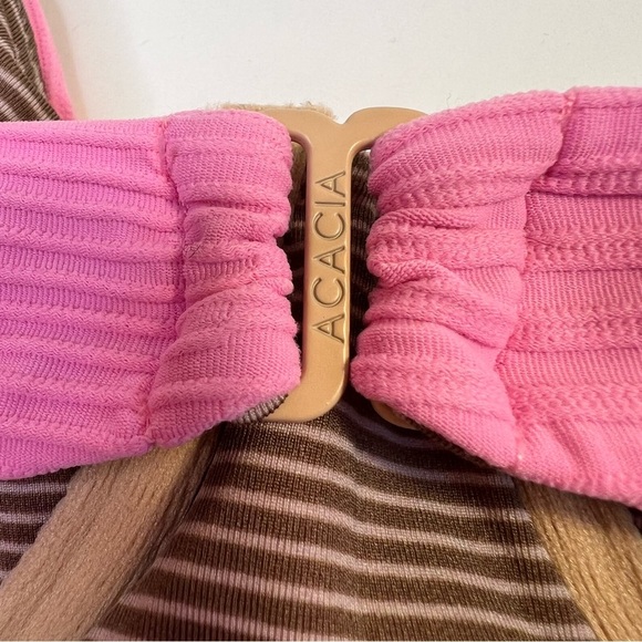 New Acacia Swimwear Brady Strapless Full Piece Dual Ribbed Swimsuit Pink Small - Picture 8 of 12